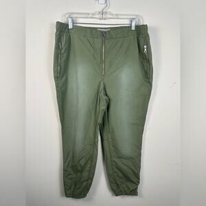 Free People Olive Green Women's Lined Parachute Joggers Zipper Fly Size Medium